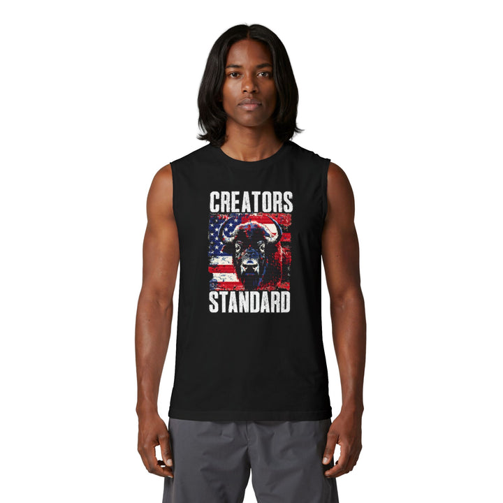 Buffalo Tank Top — Vintage American Flag Graphic