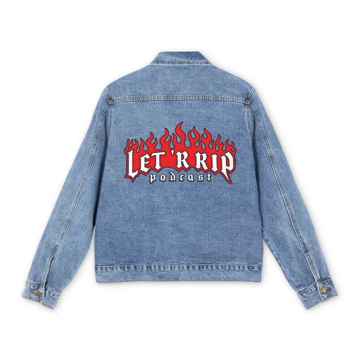 Denim Jacket — "Let R Rip" Flame Back Patch Jacket
