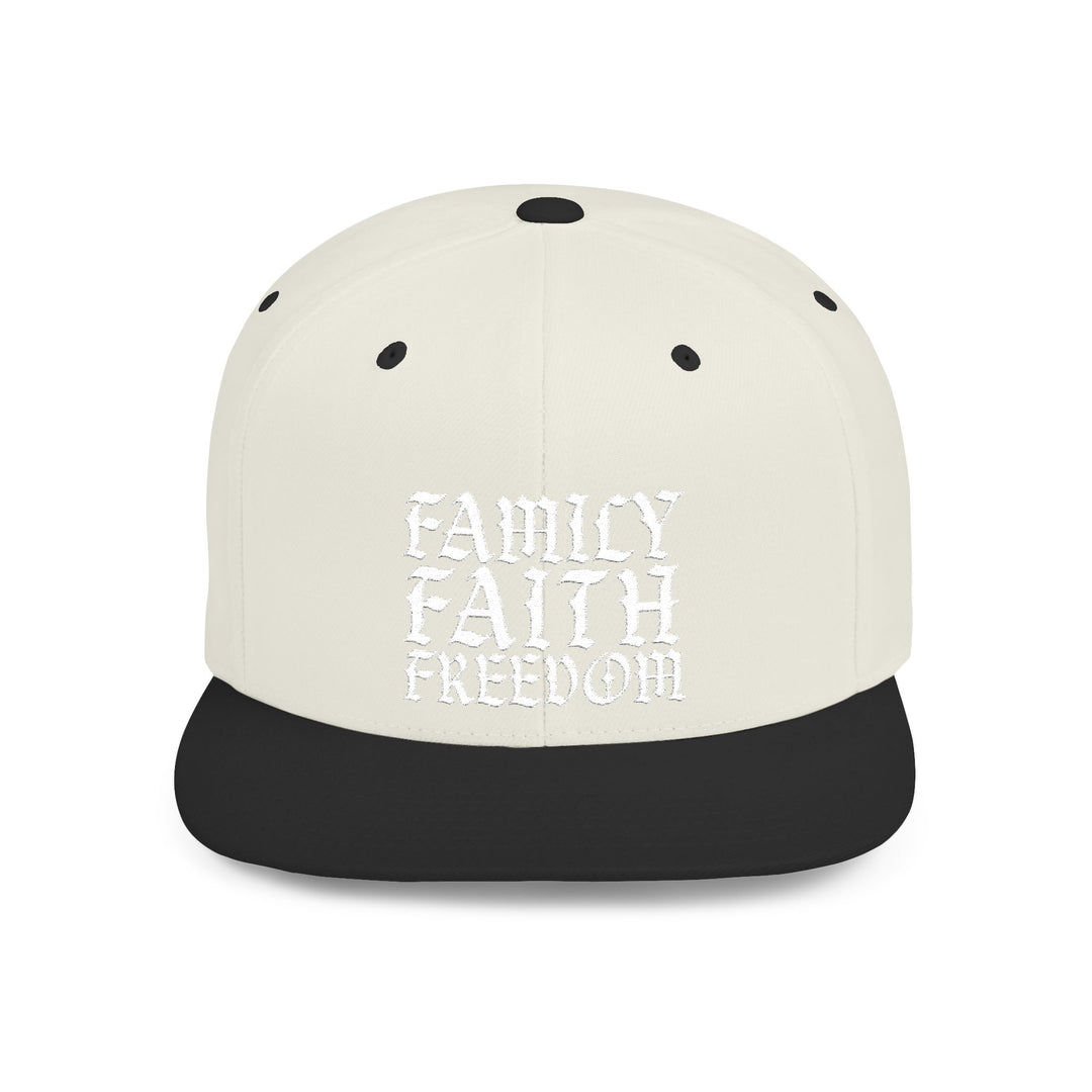 Camo Snapback Hat — "Family Faith Freedom" Flat Bill Military Cap