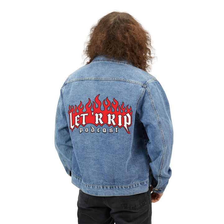 Denim Jacket — "Let R Rip" Flame Back Patch Jacket