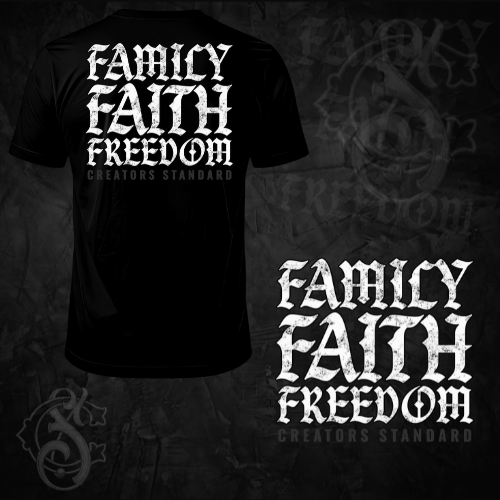 Family Faith Freedom White Letters Tee