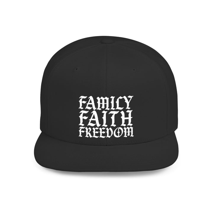 Camo Snapback Hat — "Family Faith Freedom" Flat Bill Military Cap