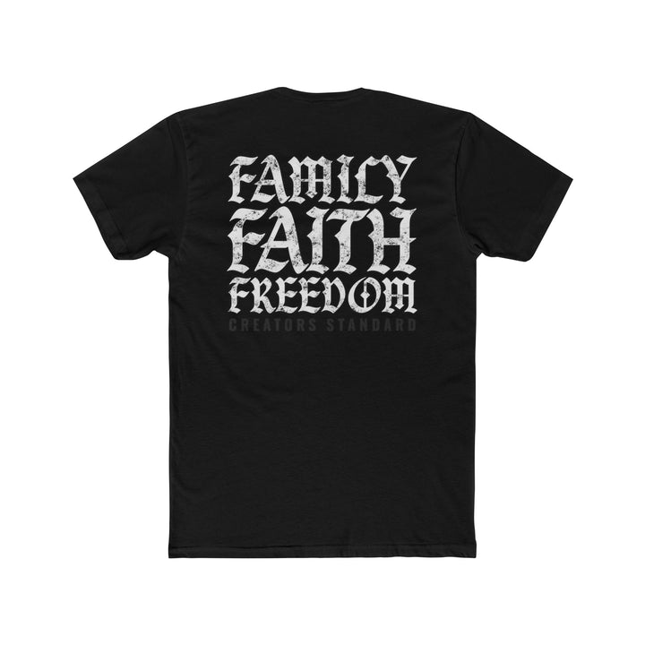 Family Faith Freedom White Letters Tee